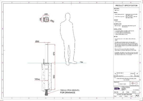 Rhino RT R8 Heavy Duty Round Galvanised Steel Telescopic Bollard