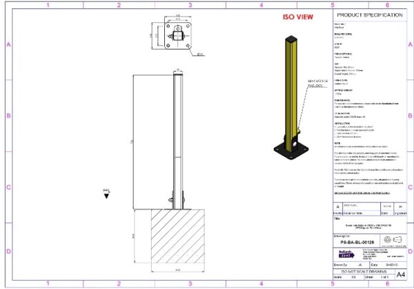Essentials Steel Fold Down Bollard - Powder Coated
